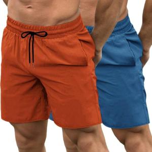 imageCOOFANDY Mens Sweat Shorts 2 Pack 7quot Gym Workout Drawstring Jogger Shorts with PocketsBlueOrange