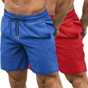 imageCOOFANDY Mens Sweat Shorts 2 Pack 7quot Gym Workout Drawstring Jogger Shorts with PocketsRoyal BlueRed
