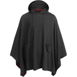 imageCOOFANDY Unisex Casual Hooded Poncho Cape Cloak Fashion Coat Hoodie Pullover with PocketDark Grey