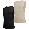 imageCOOFANDY Men Workout Tank Top 2 Pack Gym Bodybuilding Sleeveless Muscle T ShirtsBlackLight Khaki2pcs