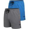 imageCOOFANDY Mens 2 Pack Gym Workout Shorts Quick Dry Athletic Shorts 5 Inch Lightweight Sports Running Shorts with PocketsDark GrayLight Blue
