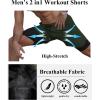 imageCOOFANDY Mens 2 Pack Running Shorts 2 in 1 Workout Shorts Quick Dry Gym Training Athletic Jogger with Phone Pockets2pack Blackarmy Green