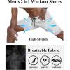 imageCOOFANDY Mens 2 Pack Running Shorts 2 in 1 Workout Shorts Quick Dry Gym Training Athletic Jogger with Phone Pockets2pack Blackwhite