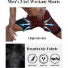 imageCOOFANDY Mens 2 Pack Running Shorts 2 in 1 Workout Shorts Quick Dry Gym Training Athletic Jogger with Phone Pockets2pack Blackwine Red