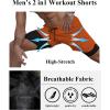 imageCOOFANDY Mens 2 Pack Running Shorts 2 in 1 Workout Shorts Quick Dry Gym Training Athletic Jogger with Phone Pockets2pack Orangeroyal Blue