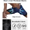 imageCOOFANDY Mens 2 Pack Running Shorts 2 in 1 Workout Shorts Quick Dry Gym Training Athletic Jogger with Phone Pockets2packblackfluorescentnavy Blue