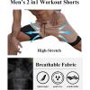 imageCOOFANDY Mens 2 Pack Running Shorts 2 in 1 Workout Shorts Quick Dry Gym Training Athletic Jogger with Phone Pockets2packkhakiblack