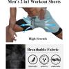 imageCOOFANDY Mens 2 Pack Running Shorts 2 in 1 Workout Shorts Quick Dry Gym Training Athletic Jogger with Phone Pockets2packsky Bluedark Grey