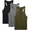 imageCOOFANDY Mens 3 Pack Tank Tops Cotton Performance Sleeveless Casual Classic T ShirtsBlackDark GreyArmy Green