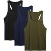 imageCOOFANDY Mens 3 Pack Tank Tops Cotton Performance Sleeveless Casual Classic T ShirtsBlackNave BlueArmy Green
