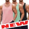 imageCOOFANDY Mens 3 Pack Tank Tops Cotton Performance Sleeveless Casual Classic T ShirtsBlackgreenpink
