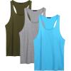 imageCOOFANDY Mens 3 Pack Tank Tops Cotton Performance Sleeveless Casual Classic T ShirtsBlueArmy GreenGray