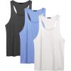 imageCOOFANDY Mens 3 Pack Tank Tops Cotton Performance Sleeveless Casual Classic T ShirtsLight BlueWhiteDark Gray