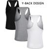 imageCOOFANDY Mens 3 Pack Tank Tops Gym Workout Shirt YBack Sleeveless Muscle Fitness Bodybuilding Tank Shirts01blackWhiteGray
