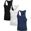 imageCOOFANDY Mens 3 Pack Tank Tops Gym Workout Shirt YBack Sleeveless Muscle Fitness Bodybuilding Tank ShirtsBlackWhiteNavy Blue
