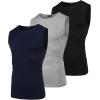 imageCOOFANDY Mens 3 Pack Workout Tank Tops Gym Muscle Tee Bodybuilding Fitness Sleeveless T ShirtsBlackLight GreyNavy Blue