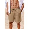 imageCOOFANDY Mens Casual Shorts 7 inch Elastic Waist Drawstring Lightweight Summer Beach Shorts with PocketsDark Khaki