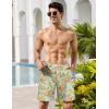 imageCOOFANDY Mens Hawaiian Beach Shorts Elastic Waist Drawstring Lightweight Summer Casual Shorts with PocketGreengolden Tropical Print