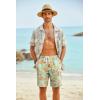 imageCOOFANDY Mens Hawaiian Beach Shorts Elastic Waist Drawstring Lightweight Summer Casual Shorts with PocketGreengolden Tropical Print