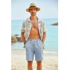 imageCOOFANDY Mens Hawaiian Beach Shorts Elastic Waist Drawstring Lightweight Summer Casual Shorts with PocketLight Blue