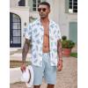 imageCOOFANDY Mens Hawaiian Beach Shorts Elastic Waist Drawstring Lightweight Summer Casual Shorts with PocketLight Blue