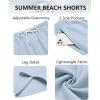 imageCOOFANDY Mens Hawaiian Beach Shorts Elastic Waist Drawstring Lightweight Summer Casual Shorts with PocketLight Blue