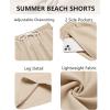 imageCOOFANDY Mens Hawaiian Beach Shorts Elastic Waist Drawstring Lightweight Summer Casual Shorts with PocketLight Khaki