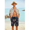 imageCOOFANDY Mens Hawaiian Beach Shorts Elastic Waist Drawstring Lightweight Summer Casual Shorts with PocketNavy Bluegreen Flower