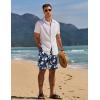 imageCOOFANDY Mens Hawaiian Beach Shorts Elastic Waist Drawstring Lightweight Summer Casual Shorts with PocketNavy Bluelily