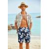 imageCOOFANDY Mens Hawaiian Beach Shorts Elastic Waist Drawstring Lightweight Summer Casual Shorts with PocketNavy Bluelily