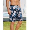 imageCOOFANDY Mens Hawaiian Beach Shorts Elastic Waist Drawstring Lightweight Summer Casual Shorts with PocketNavy Bluelily