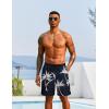 imageCOOFANDY Mens Hawaiian Beach Shorts Elastic Waist Drawstring Lightweight Summer Casual Shorts with PocketNavy Bluewhite Coconut Tree