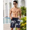 imageCOOFANDY Mens Hawaiian Beach Shorts Elastic Waist Drawstring Lightweight Summer Casual Shorts with PocketNavy Bluewhite Coconut Tree