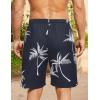 imageCOOFANDY Mens Hawaiian Beach Shorts Elastic Waist Drawstring Lightweight Summer Casual Shorts with PocketNavy Bluewhite Coconut Tree
