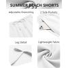 imageCOOFANDY Mens Hawaiian Beach Shorts Elastic Waist Drawstring Lightweight Summer Casual Shorts with PocketWhite