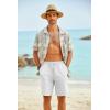 imageCOOFANDY Mens Hawaiian Beach Shorts Elastic Waist Drawstring Lightweight Summer Casual Shorts with PocketWhite
