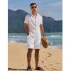 imageCOOFANDY Mens Hawaiian Beach Shorts Elastic Waist Drawstring Lightweight Summer Casual Shorts with PocketWhitebrown Coconut Tree