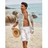 imageCOOFANDY Mens Hawaiian Beach Shorts Elastic Waist Drawstring Lightweight Summer Casual Shorts with PocketWhitebrown Coconut Tree