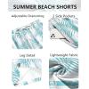 imageCOOFANDY Mens Hawaiian Beach Shorts Elastic Waist Drawstring Lightweight Summer Casual Shorts with PocketWhitegreen Palm Tree