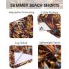 imageCOOFANDY Mens Hawaiian Beach Shorts Elastic Waist Drawstring Lightweight Summer Casual Shorts with PocketWine Redgolden Tropical Print
