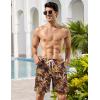 imageCOOFANDY Mens Hawaiian Beach Shorts Elastic Waist Drawstring Lightweight Summer Casual Shorts with PocketWine Redgolden Tropical Print