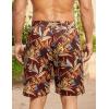 imageCOOFANDY Mens Hawaiian Beach Shorts Elastic Waist Drawstring Lightweight Summer Casual Shorts with PocketWine Redgolden Tropical Print