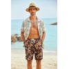 imageCOOFANDY Mens Hawaiian Beach Shorts Elastic Waist Drawstring Lightweight Summer Casual Shorts with PocketWine Redgolden Tropical Print