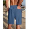 imageCOOFANDY Mens Linen Shorts Casual Summer Beach Shorts Elastic Waist Drawstring Vacation Shorts with PocketsDark Blue
