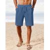 imageCOOFANDY Mens Linen Shorts Casual Summer Beach Shorts Elastic Waist Drawstring Vacation Shorts with PocketsDark Blue