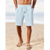 imageCOOFANDY Mens Linen Shorts Casual Summer Beach Shorts Elastic Waist Drawstring Vacation Shorts with PocketsLight Blue