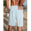 imageCOOFANDY Mens Linen Shorts Casual Summer Beach Shorts Elastic Waist Drawstring Vacation Shorts with PocketsLight Blue