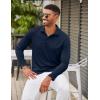 imageCOOFANDY Mens Polo Shirt Long Sleeve Moisture Wicking Golf Shirts Sun Protection Collared Work Shirts3 Pack Black  Dark Grey  Navy Blue