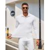 imageCOOFANDY Mens Polo Shirt Long Sleeve Moisture Wicking Golf Shirts Sun Protection Collared Work Shirts3 Pack Black  White  Dark Grey