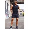 imageCOOFANDY Mens Running Athletic Shorts 5 Inch 2 Pack Gym Workout Shorts Fitted Exercise Hiking Shorts with Zipper PocketDark GreyNavy Blue